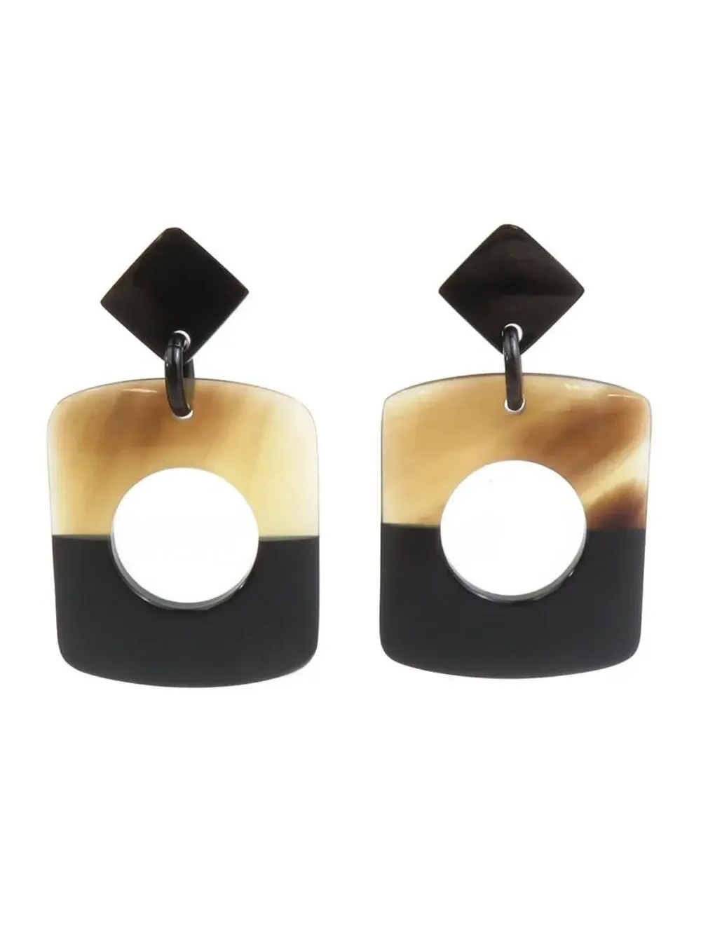 Auth Hermes Pierce Earrings Brown/Black #338003H32B